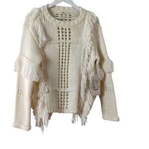 BNCI by Blanc Noir Women's Wool Blend Boho Sweater Sz S
